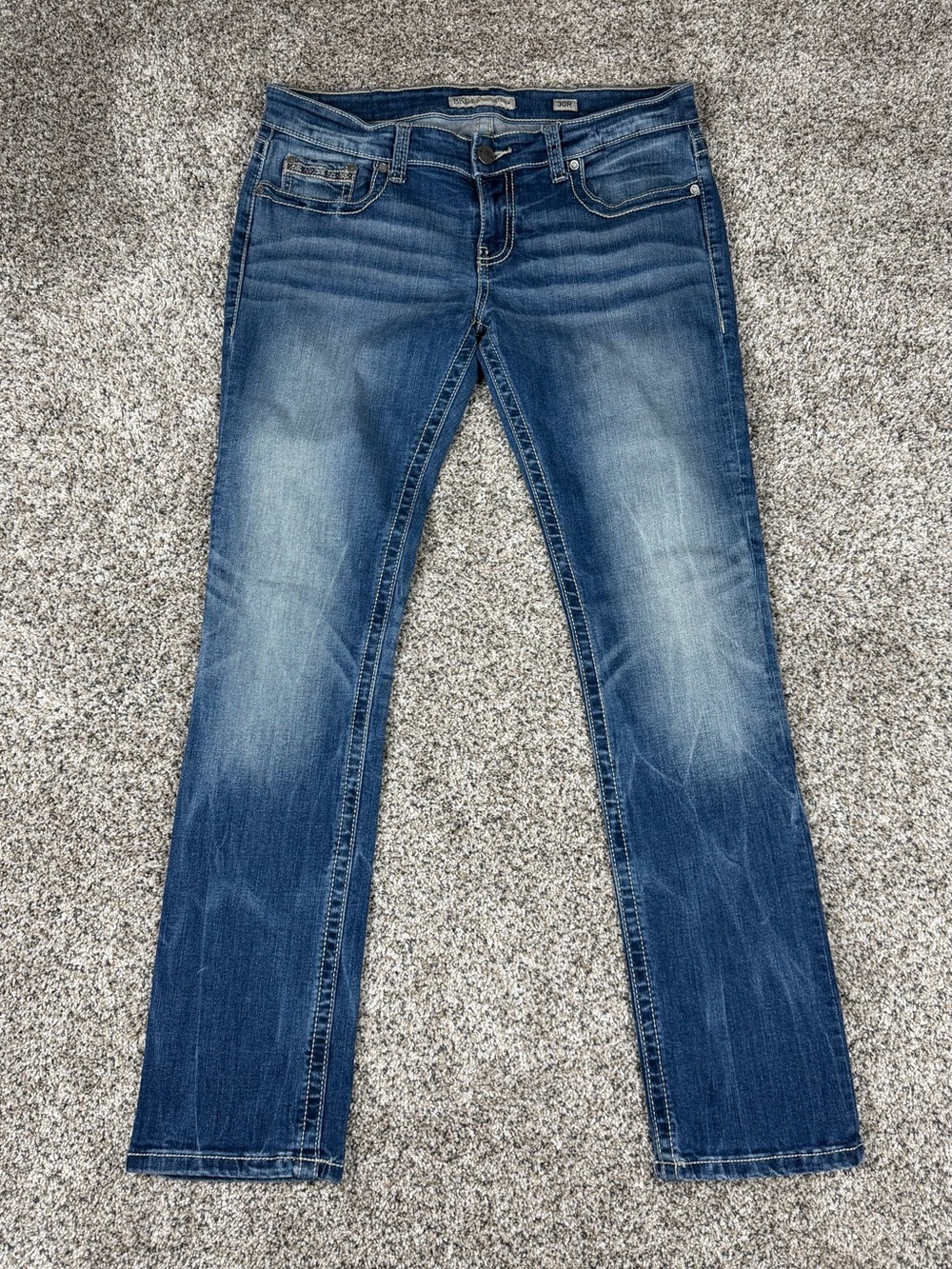Sz 30 R X 31.5 Women’s BKE Buckle Stella Denim Cotton Blue Jeans Faded Washed